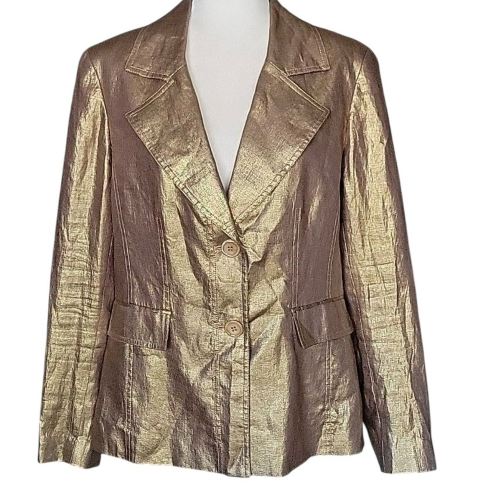 Doncaster Signature Linen Gold‎ Women's Evening Blazer Size 8P